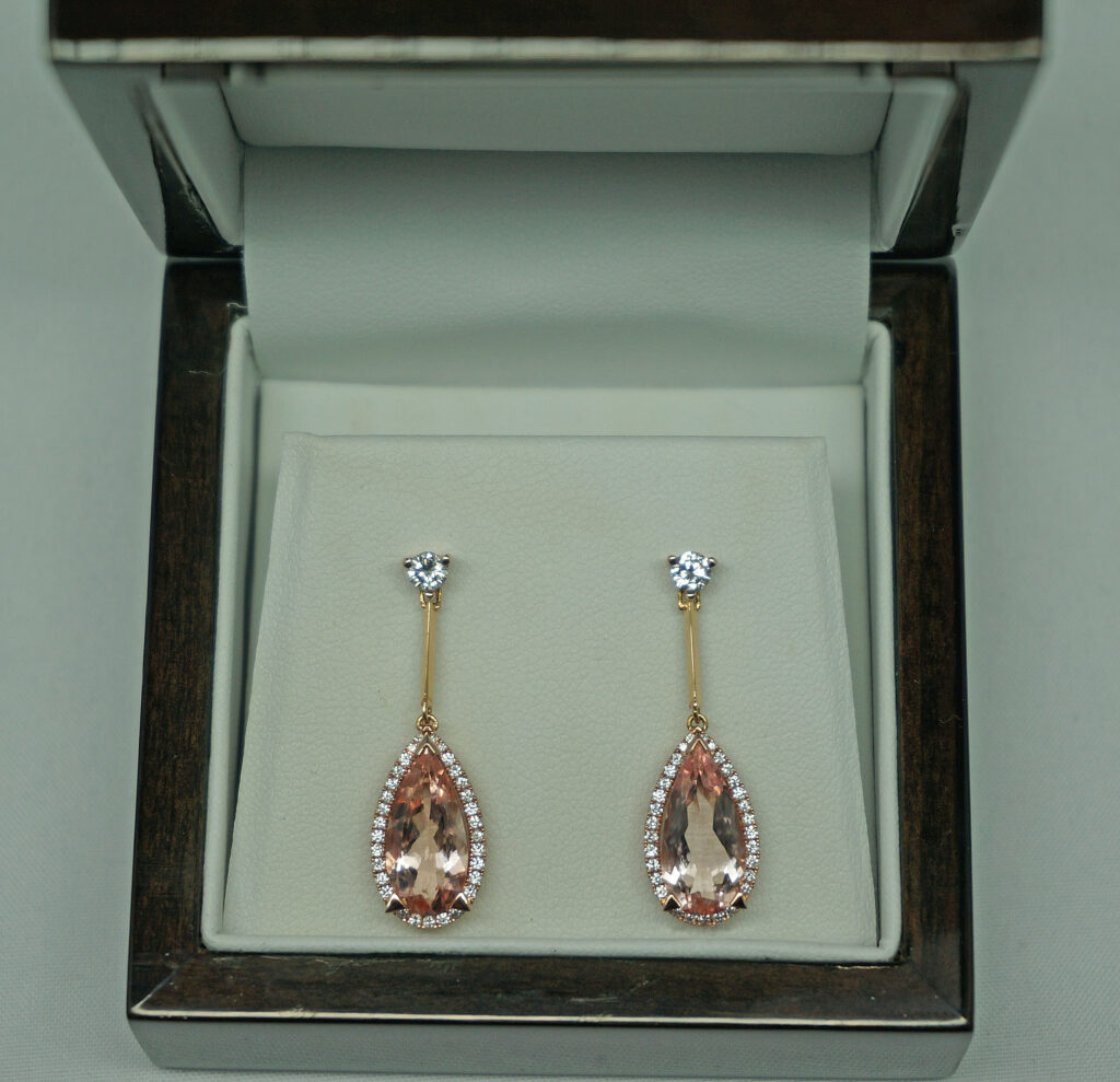 Boucles d'oreilles en morganite et diamants Diaminor